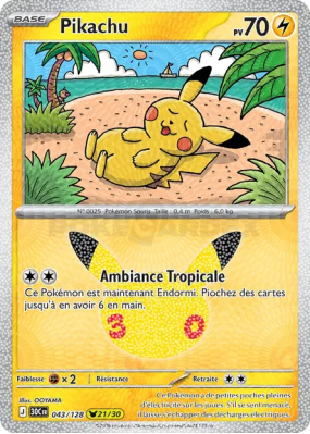 Carte Pokémon Pikachu 043/128 Sans rareté 30ᵉ Anniversaire