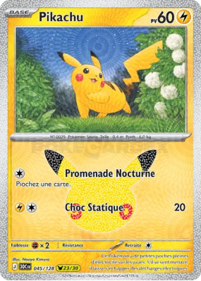 Carte Pokémon Pikachu 045/128 Sans rareté 30ᵉ Anniversaire