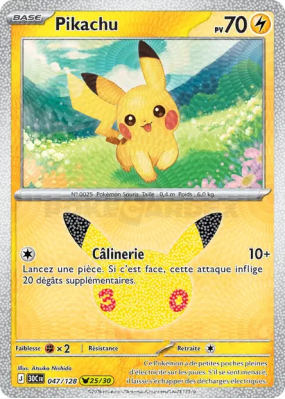 Carte Pokémon Pikachu 047/128 Sans rareté 30ᵉ Anniversaire