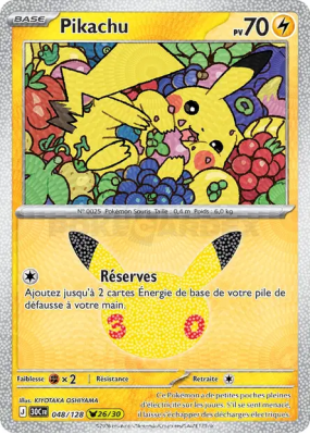 Carte Pokémon Pikachu 048/128 Sans rareté 30ᵉ Anniversaire