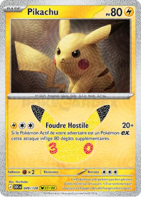 Carte Pokémon Pikachu 049/128 Sans rareté 30ᵉ Anniversaire