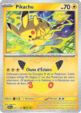Carte Pokémon Pikachu 051/128 Sans rareté 30ᵉ Anniversaire