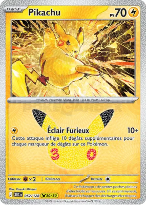 Carte Pokémon Pikachu 052/128 Sans rareté 30ᵉ Anniversaire