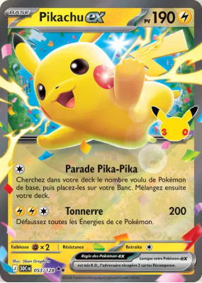 Carte Pokémon Pikachu ex 053/128 Double Rare 30ᵉ Anniversaire