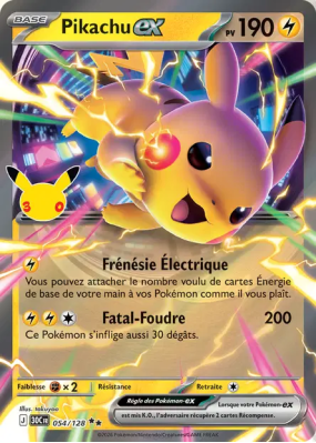 Carte Pokémon Pikachu ex 054/128 Double Rare 30ᵉ Anniversaire