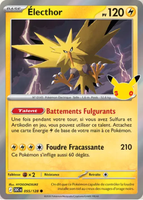Carte Pokémon Électhor 055/128 Commune 30ᵉ Anniversaire