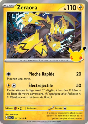 Carte Pokémon Zeraora 057/128 Commune 30ᵉ Anniversaire