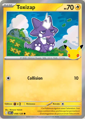 Carte Pokémon Toxizap 058/128 Commune 30ᵉ Anniversaire