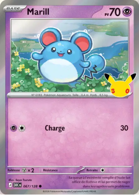 Carte Pokémon Marill 067/128 Commune 30ᵉ Anniversaire