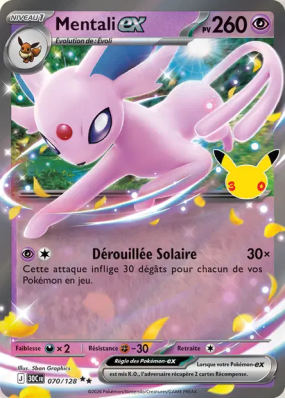 Carte Pokémon Mentali ex 070/128 Double Rare 30ᵉ Anniversaire