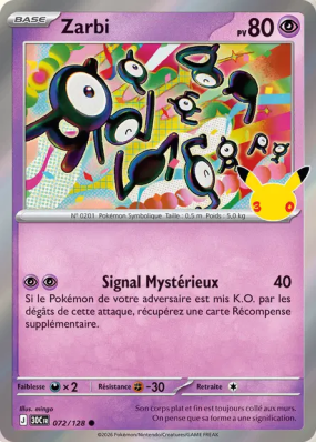Carte Pokémon Zarbi 072/128 Commune 30ᵉ Anniversaire