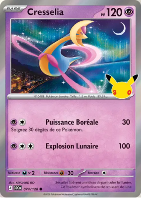 Carte Pokémon Cresselia 074/128 Commune 30ᵉ Anniversaire