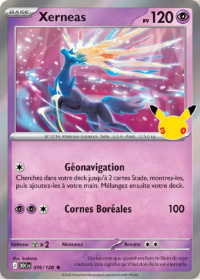 Carte Pokémon Xerneas 076/128 Rare 30ᵉ Anniversaire