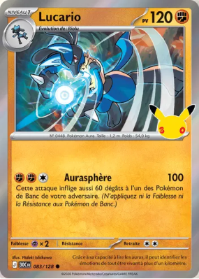 Carte Pokémon Lucario 083/128 Commune 30ᵉ Anniversaire
