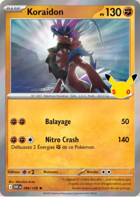 Carte Pokémon Koraidon 086/128 Rare 30ᵉ Anniversaire