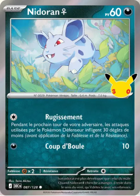 Carte Pokémon Nidoran ♀ 087/128 Commune 30ᵉ Anniversaire
