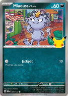 Carte Pokémon Miaouss d'Alola 089/128 Commune 30ᵉ Anniversaire