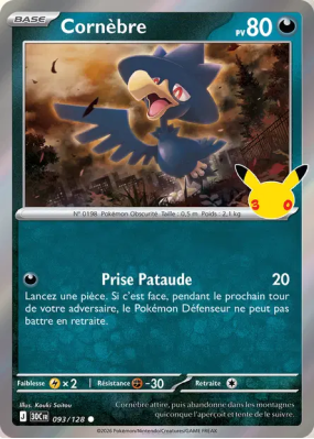 Carte Pokémon Cornèbre 093/128 Commune 30ᵉ Anniversaire