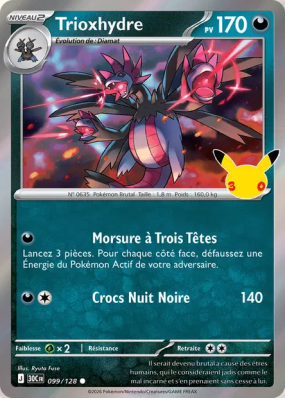 Carte Pokémon Trioxhydre 099/128 Commune 30ᵉ Anniversaire