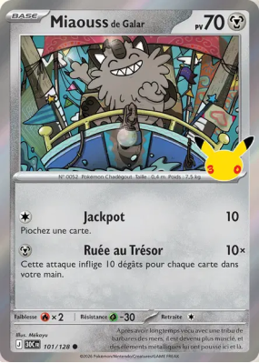 Carte Pokémon Miaouss de Galar 101/128 Commune 30ᵉ Anniversaire