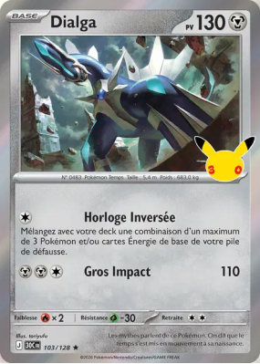 Carte Pokémon Dialga 103/128 Rare 30ᵉ Anniversaire