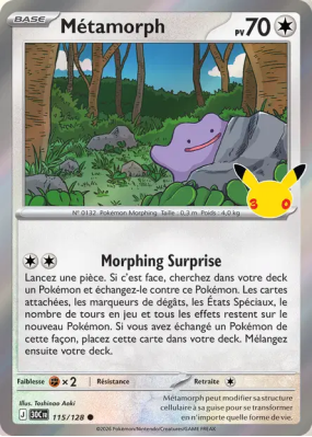 Carte Pokémon Métamorph 115/128 Commune 30ᵉ Anniversaire