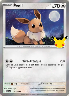 Carte Pokémon Évoli 118/128 Commune 30ᵉ Anniversaire