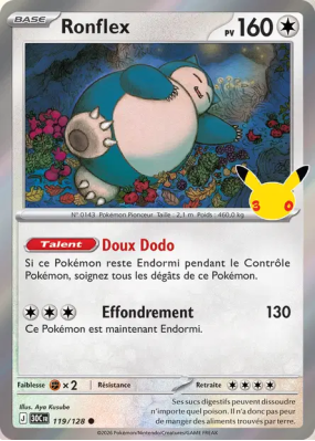 Carte Pokémon Ronflex 119/128 Commune 30ᵉ Anniversaire