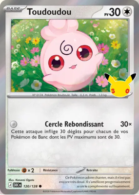 Carte Pokémon Toudoudou 120/128 Commune 30ᵉ Anniversaire