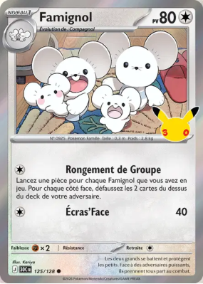 Carte Pokémon Famignol 125/128 Commune 30ᵉ Anniversaire