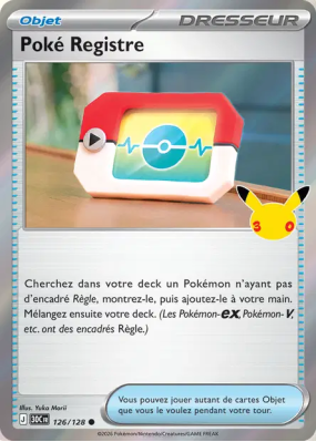 Carte Pokémon Poké Registre 126/128 Commune 30ᵉ Anniversaire