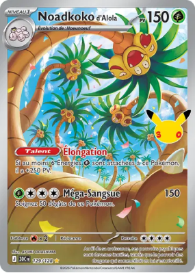 Carte Pokémon Noadkoko d'Alola 129/128 Illustration Rare 30ᵉ Anniversaire