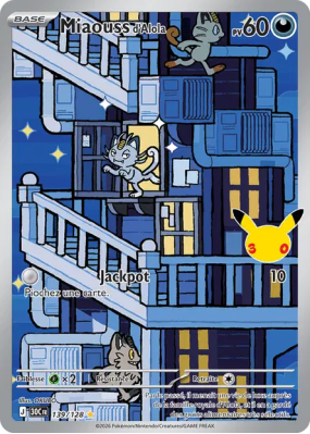 Carte Pokémon Miaouss d'Alola 139/128 Illustration Rare 30ᵉ Anniversaire
