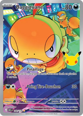 Carte Pokémon Baggiguane 140/128 Illustration Rare 30ᵉ Anniversaire