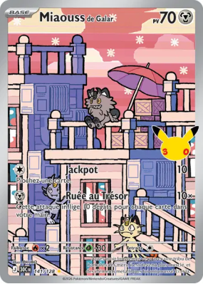 Carte Pokémon Miaouss de Galar 141/128 Illustration Rare 30ᵉ Anniversaire