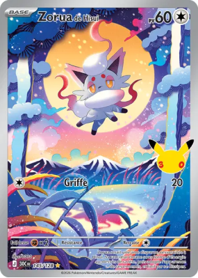 Carte Pokémon Zorua de Hisui 145/128 Illustration Rare 30ᵉ Anniversaire