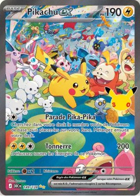Carte Pokémon Pikachu ex 149/128 Illustration Spéciale Rare 30ᵉ Anniversaire