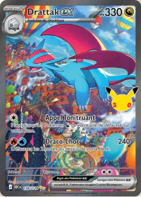 Carte Pokémon Drattak ex 156/128 Illustration Spéciale Rare 30ᵉ Anniversaire