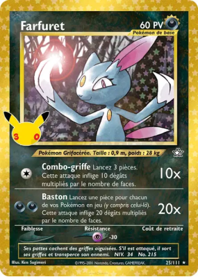 Carte Pokémon Farfuret 25/111 Secrète 30ᵉ Anniversaire