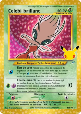 Carte Pokémon Celebi Brillant 106/105 Secrète 30ᵉ Anniversaire