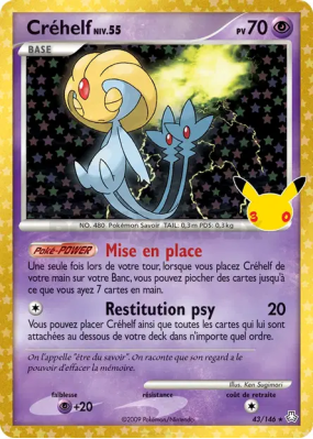 Carte Pokémon Créhelf 43/146 Secrète 30ᵉ Anniversaire