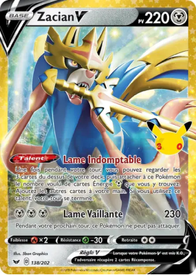 Carte Pokémon Zacian-V 138/202 Secrète 30ᵉ Anniversaire