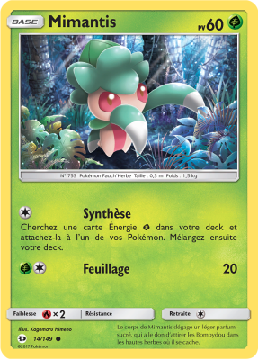 Carte Pokémon Mimantis 14/149 Commune Soleil et Lune (JCC)