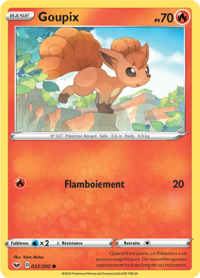 Carte Pokémon Goupix 022/202 Commune Épée et Bouclier (JCC)