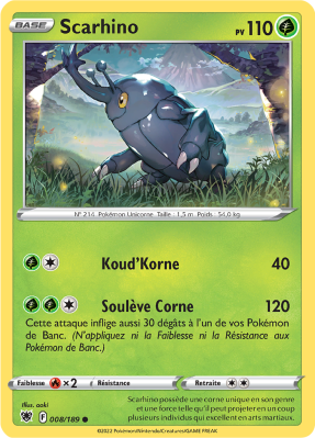 Carte Pokémon Scarhino 008/189 Commune Astres Radieux