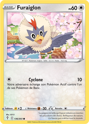 Carte Pokémon Furaiglon 136/203 Commune Évolution Céleste