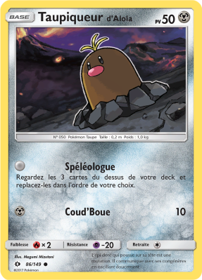 Carte Pokémon Taupiqueur d'Alola 86/149 Commune Soleil et Lune (JCC)