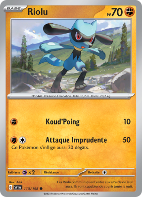 Carte Pokémon Riolu 113/198 Commune Écarlate et Violet (JCC)