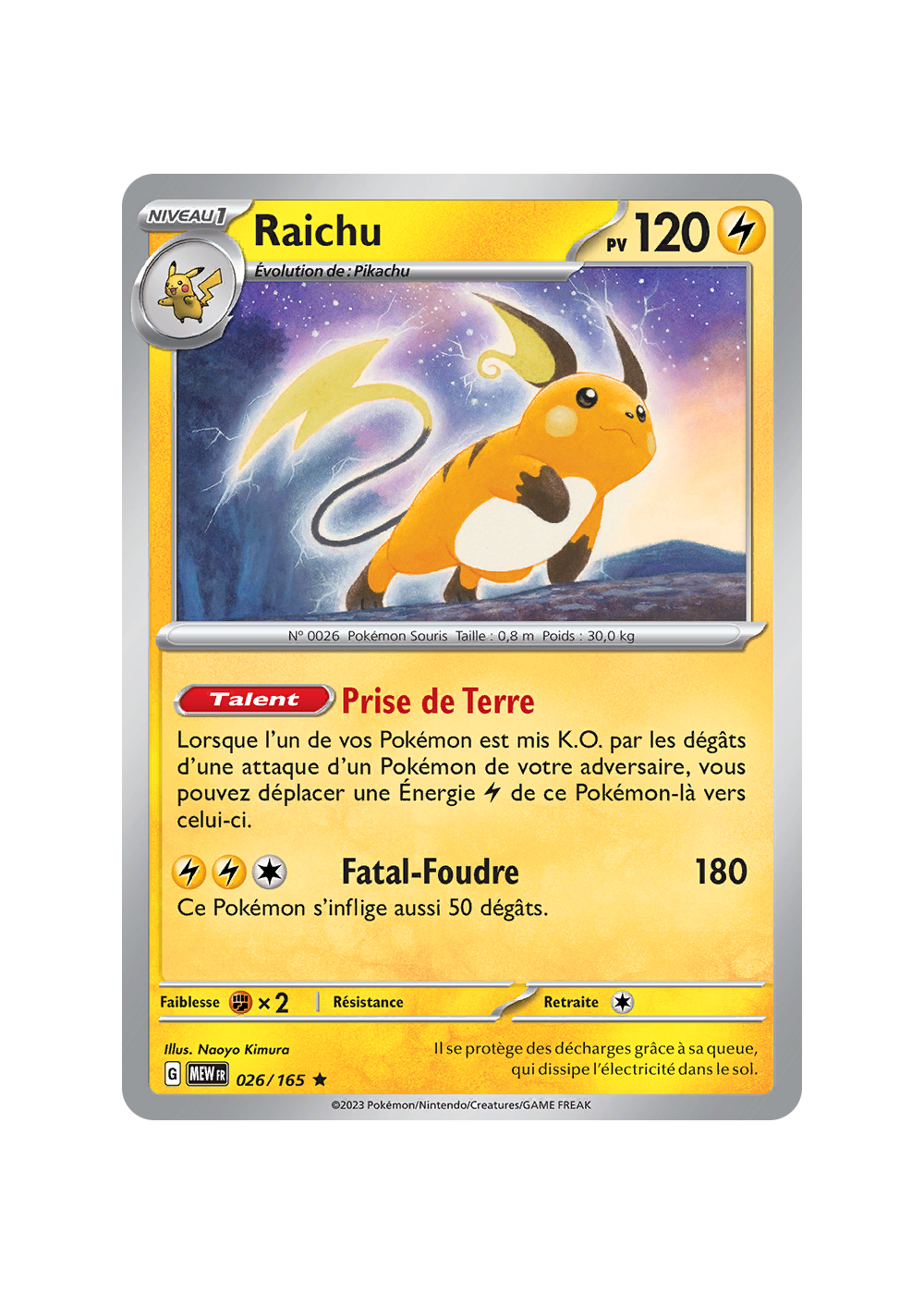 RAICHU 026/165 HOLO Rare NM Scarlet & Violet 151 Pokémon TCG $2.00