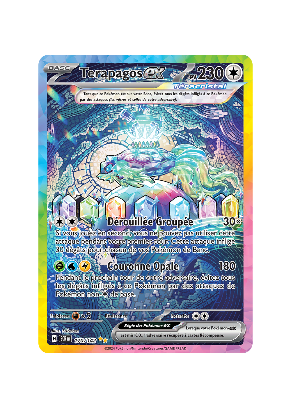 Terapagos Ex 128/142 – Coffret De 10 Cartes Pokémon – Téracristal – Écarlate Et Violet – Couronne Stellaire – Myboost